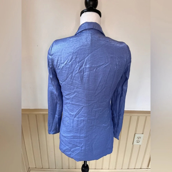 KAOS Made In Italy Women's Shiny Blue Blazer Jacket EU Size 40 US 4/6 - Picture 3 of 6